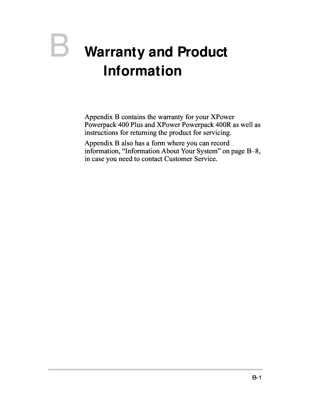 Xantrex Technology 400R manual B Warranty and Product Information 