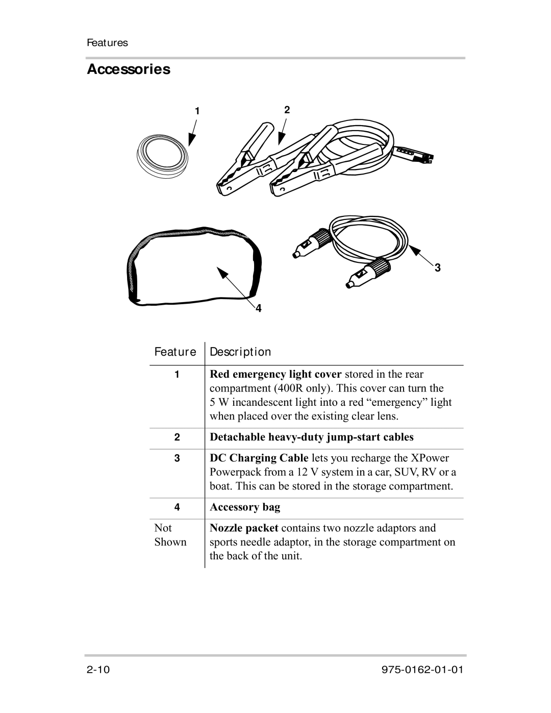 Xantrex Technology 400R manual Accessories, Detachable heavy-duty jump-start cables 