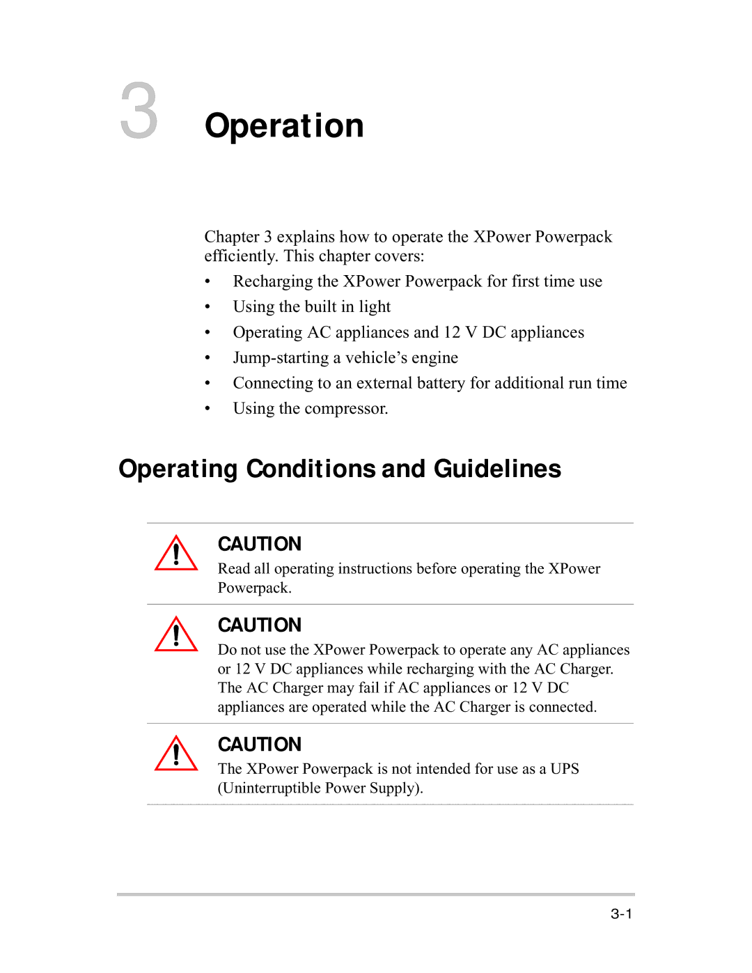 Xantrex Technology 400R manual Operation, Operating Conditions and Guidelines 