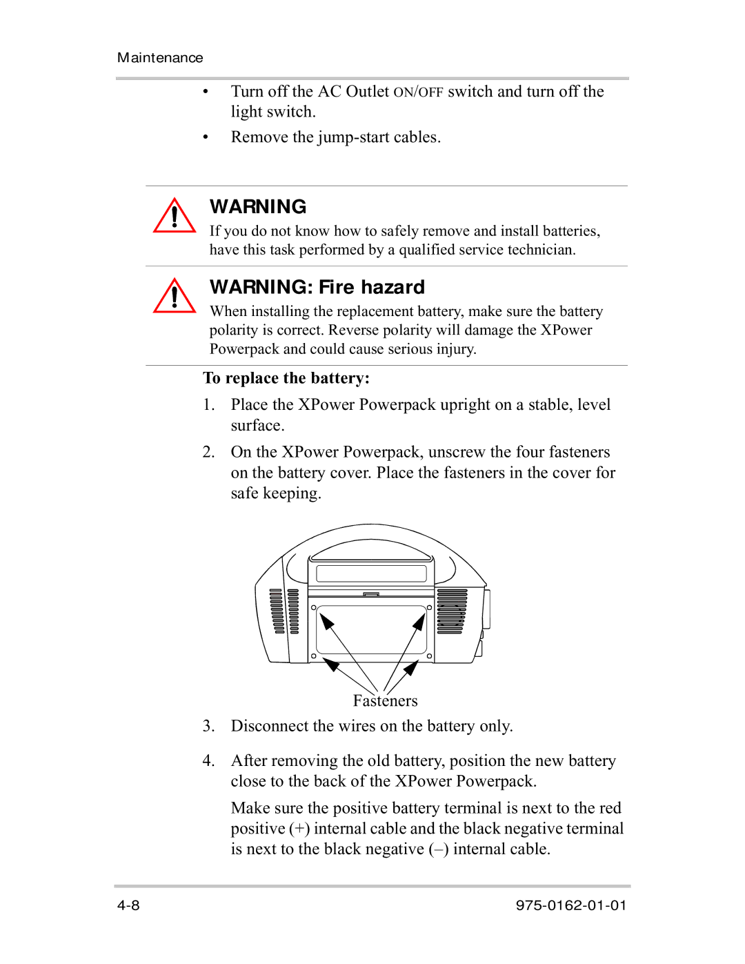 Xantrex Technology 400R manual To replace the battery 