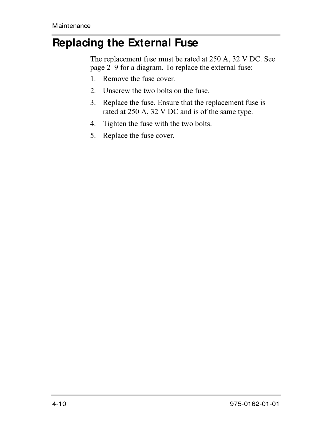 Xantrex Technology 400R manual Replacing the External Fuse 