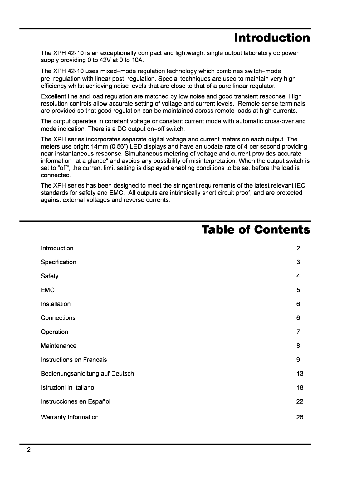 Xantrex Technology 42V 10A manual Introduction, Table of Contents 