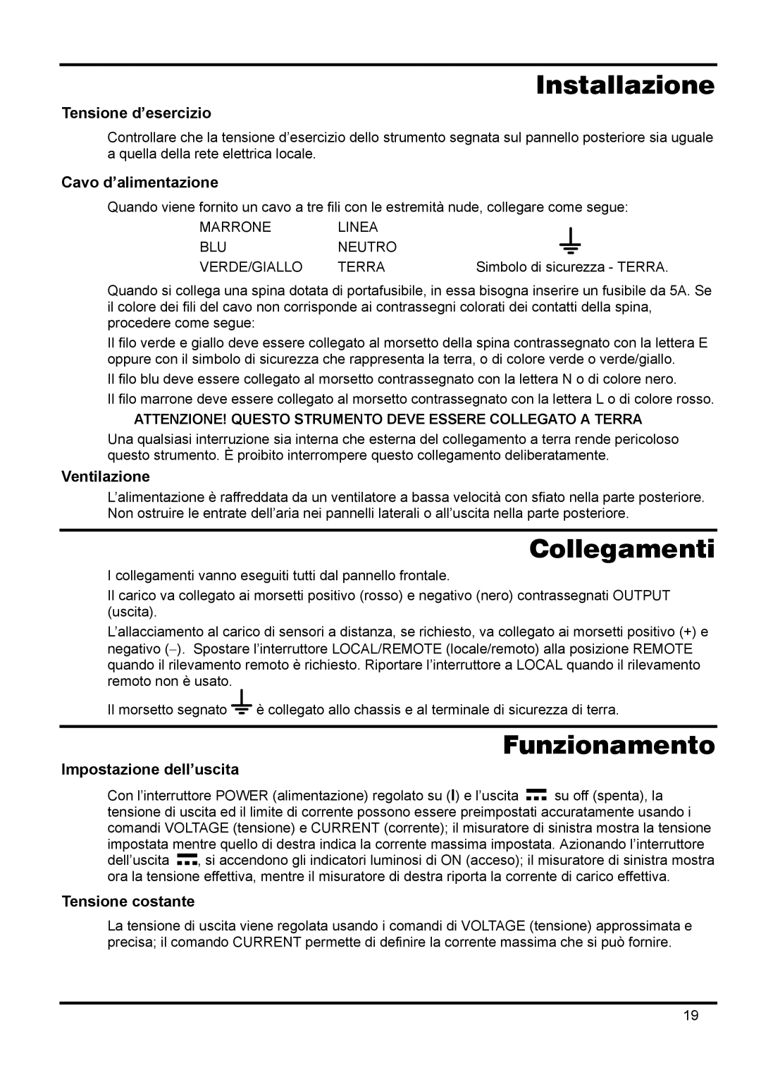 Xantrex Technology 42V 10A manual Installazione, Collegamenti, Funzionamento 