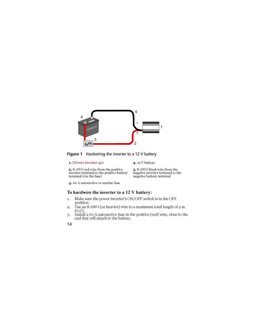 Xantrex Technology 450 owner manual To hardwire the inverter to a 12 V battery 