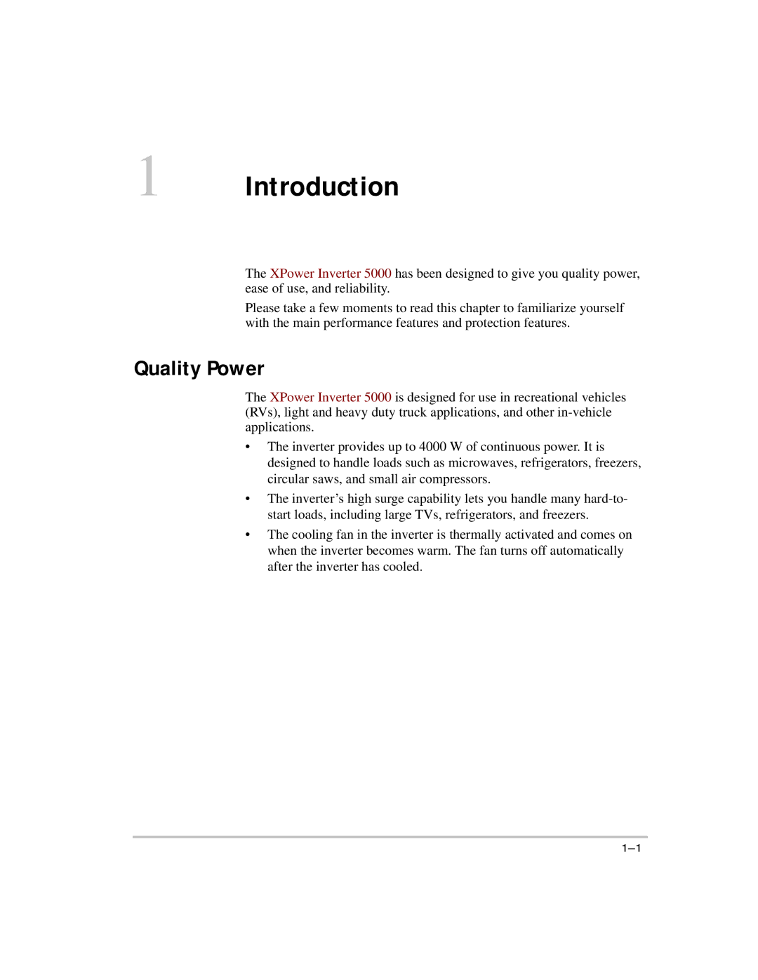 Xantrex Technology 5000 manual Introduction, Quality Power 