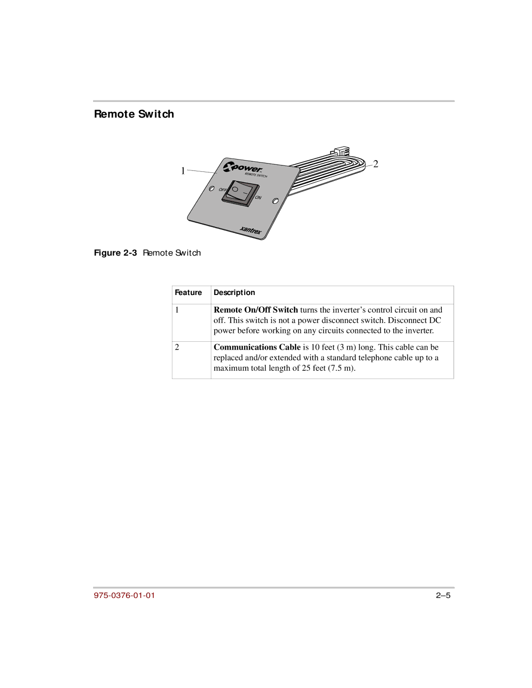 Xantrex Technology 5000 manual 3Remote Switch 