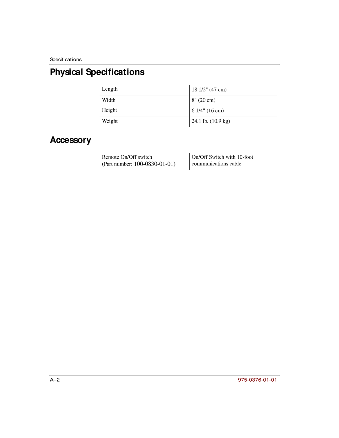 Xantrex Technology 5000 manual Physical Specifications, Accessory 