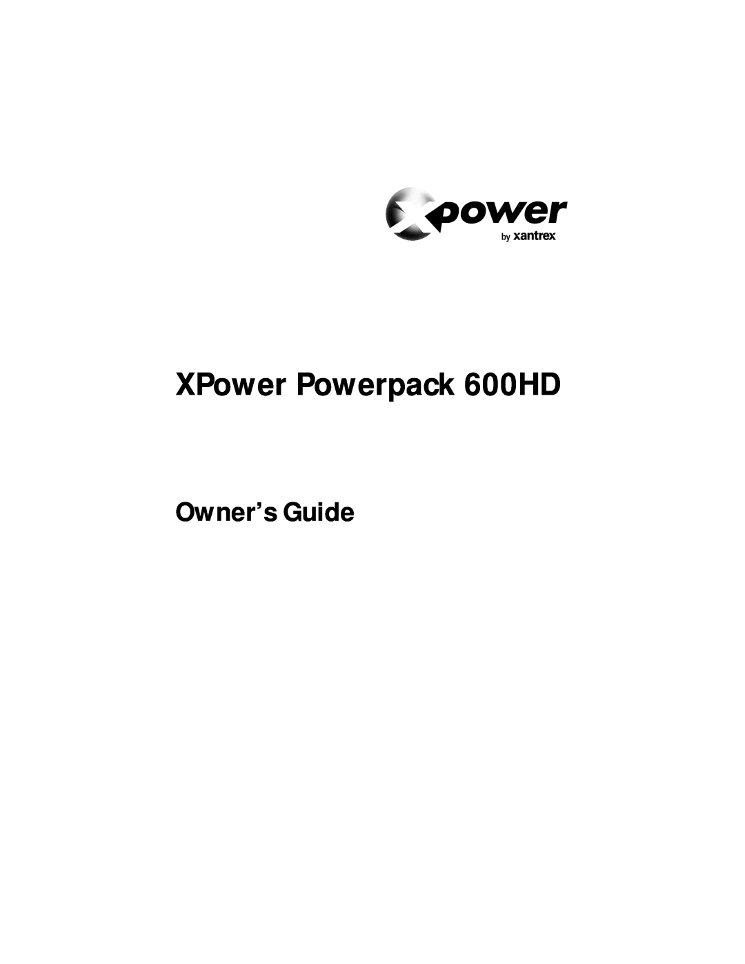 Xantrex Technology manual Owner’s Guide, XPower Powerpack 600HD 
