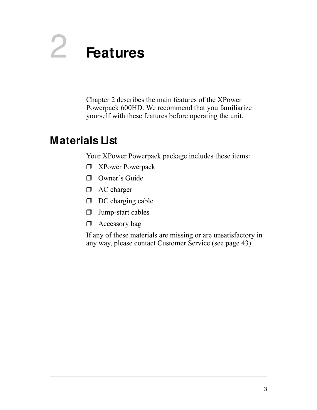 Xantrex Technology 600HD manual Features, Materials List 