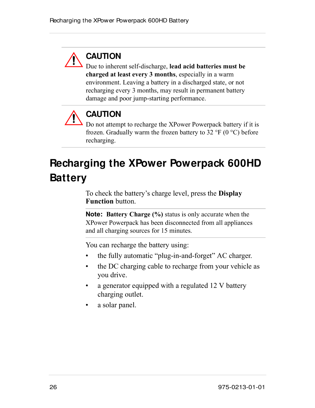 Xantrex Technology manual Recharging the XPower Powerpack 600HD Battery, Function button 