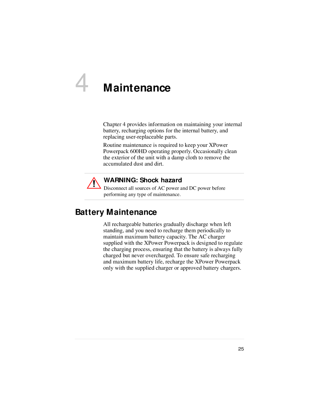 Xantrex Technology 600HD manual Battery Maintenance 