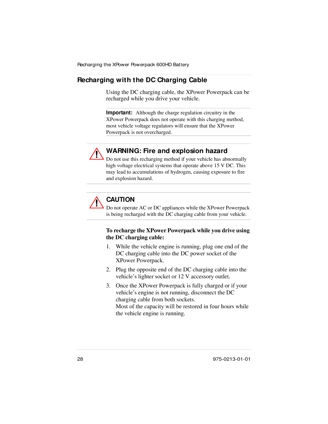 Xantrex Technology 600HD manual Recharging with the DC Charging Cable 