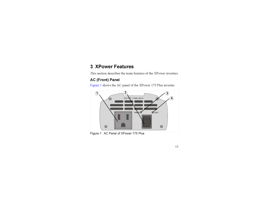 Xantrex Technology 400 PLUS, 700 PLUS, 175 PLUS manual XPower Features, AC Front Panel 