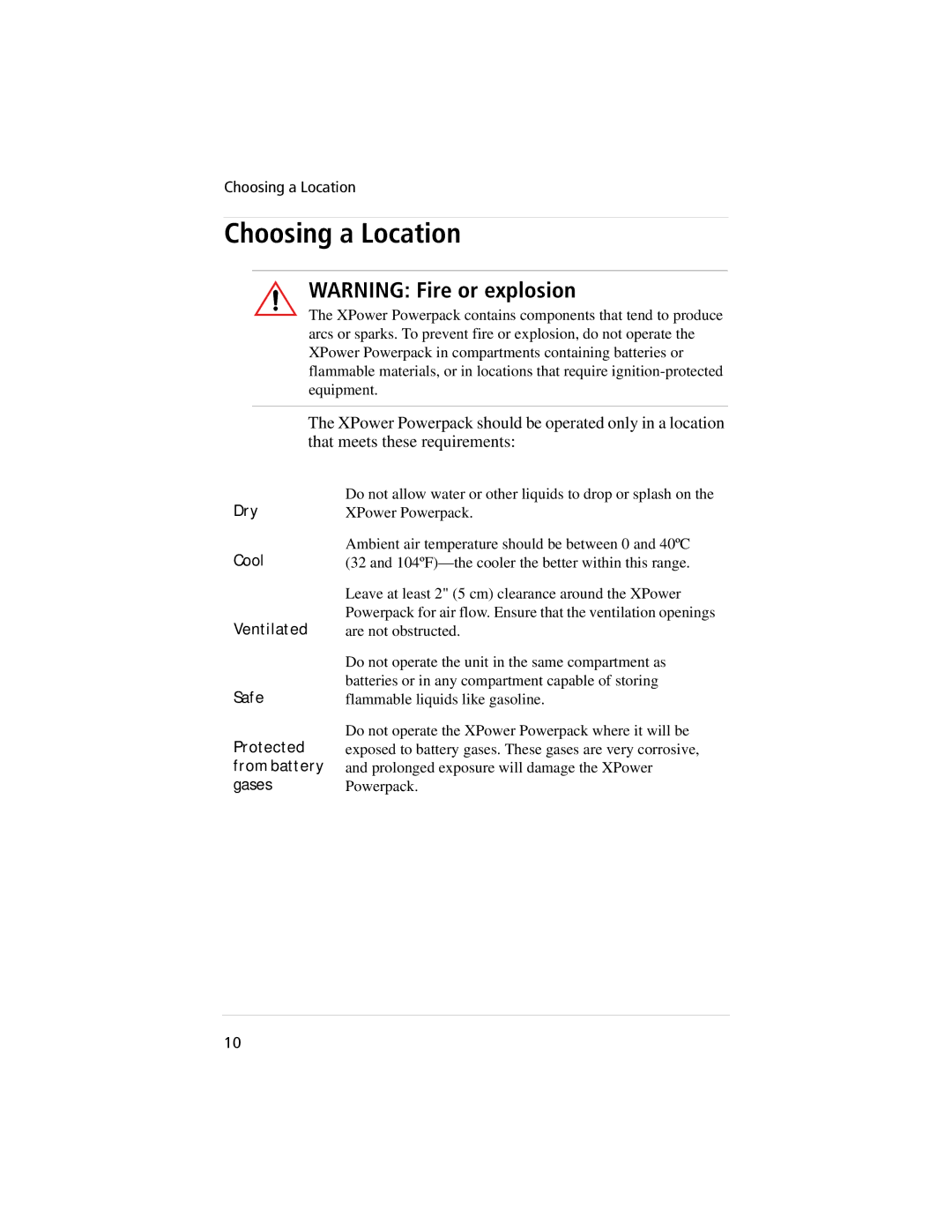 Xantrex Technology 800, 400 manual Choosing a Location 