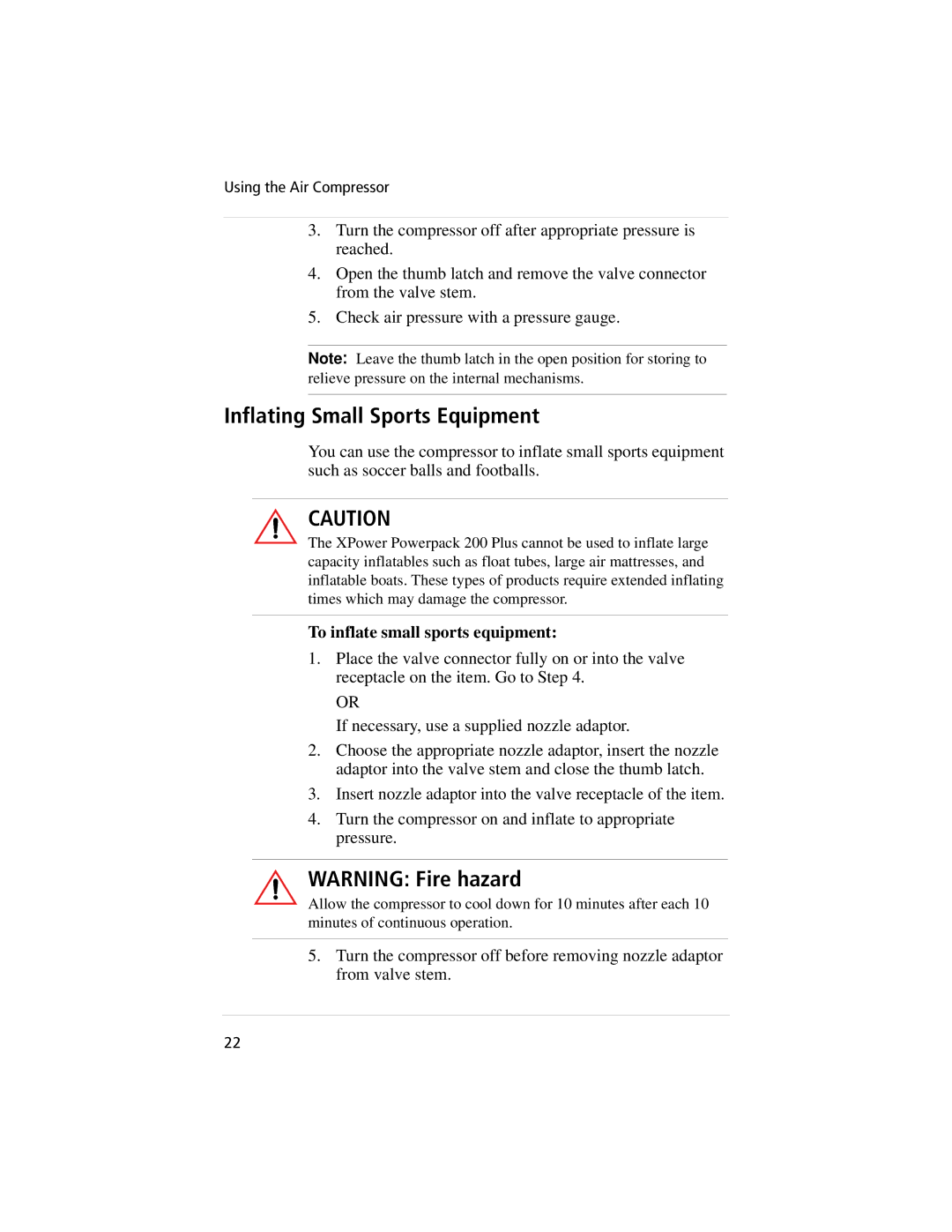Xantrex Technology 800, 400 manual Inflating Small Sports Equipment, To inflate small sports equipment 
