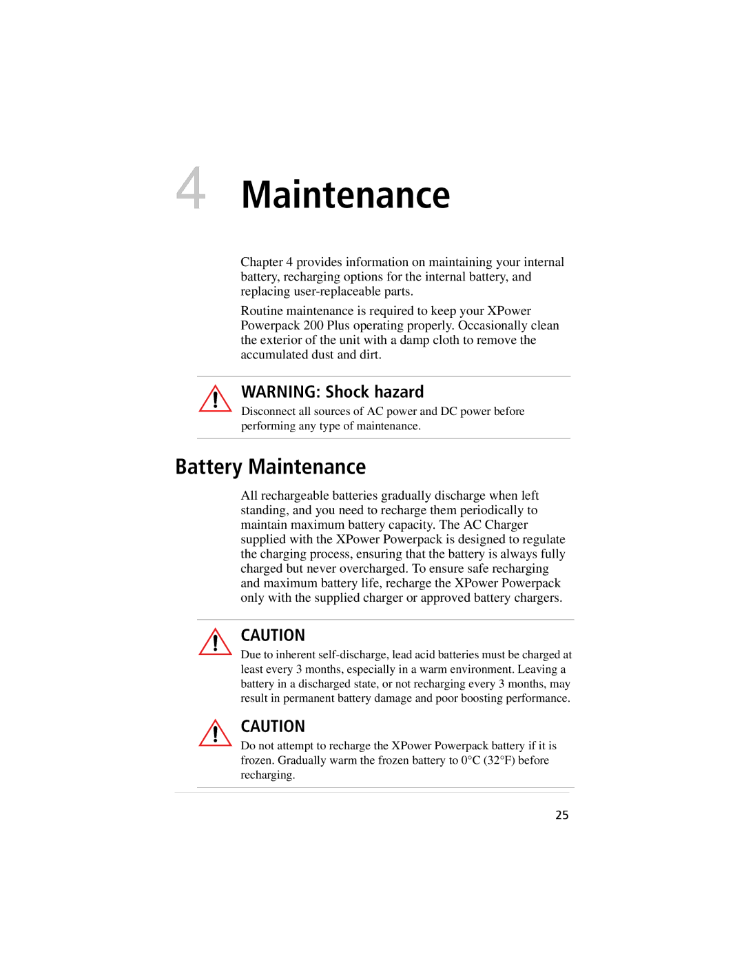 Xantrex Technology 400, 800 manual Battery Maintenance 