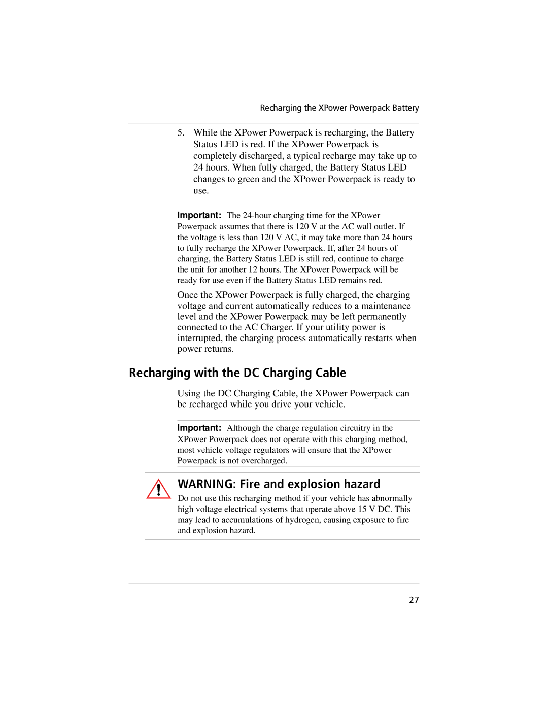 Xantrex Technology 400, 800 manual Recharging with the DC Charging Cable 