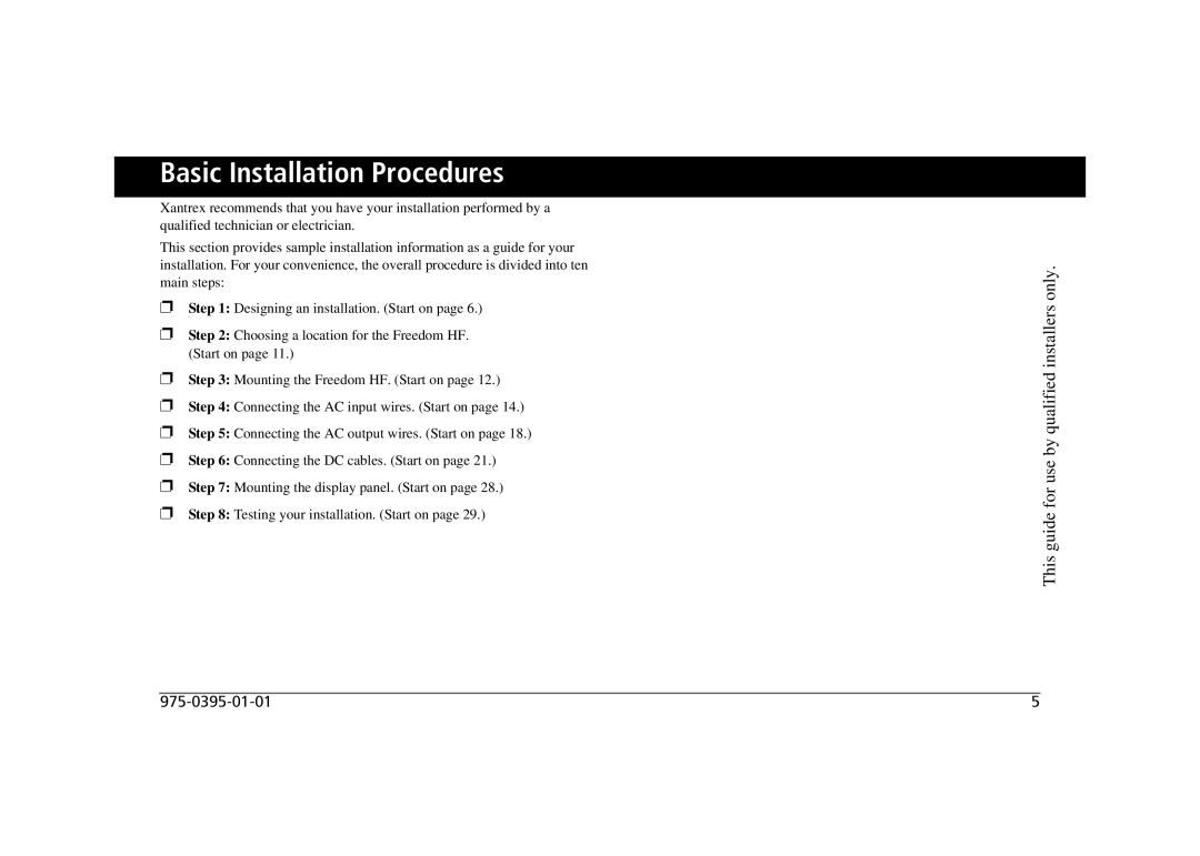 Xantrex Technology 806-1055-02 806-1840, 806-1020, 806-1840-01, 806-1840-02 manual Basic Installation Procedures 