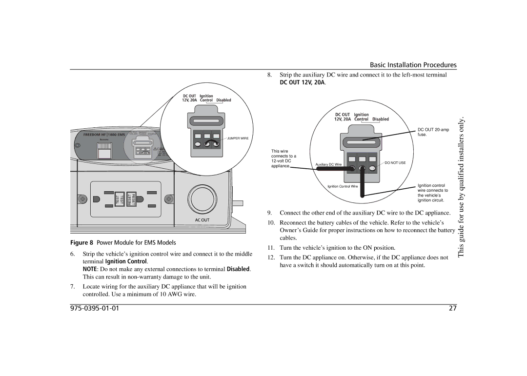 Xantrex Technology 806-1020, 806-1840-01, 806-1840-02, 806-1055-02 806-1840 manual Use by qualified installers only 