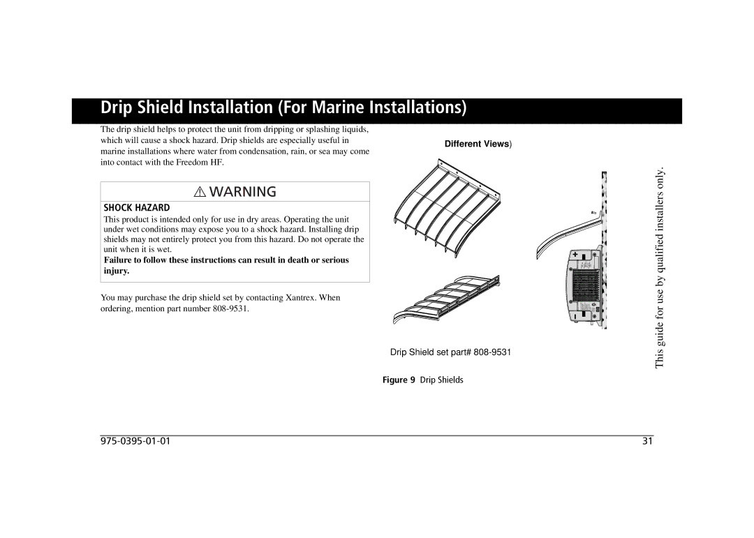 Xantrex Technology 806-1020, 806-1055, 806-1840-01 manual Drip Shield Installation For Marine Installations, Different Views 