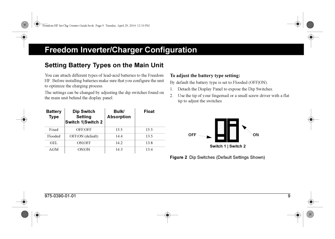 Xantrex Technology 806-1054-01, 806-1840 Freedom Inverter/Charger Configuration, Setting Battery Types on the Main Unit 