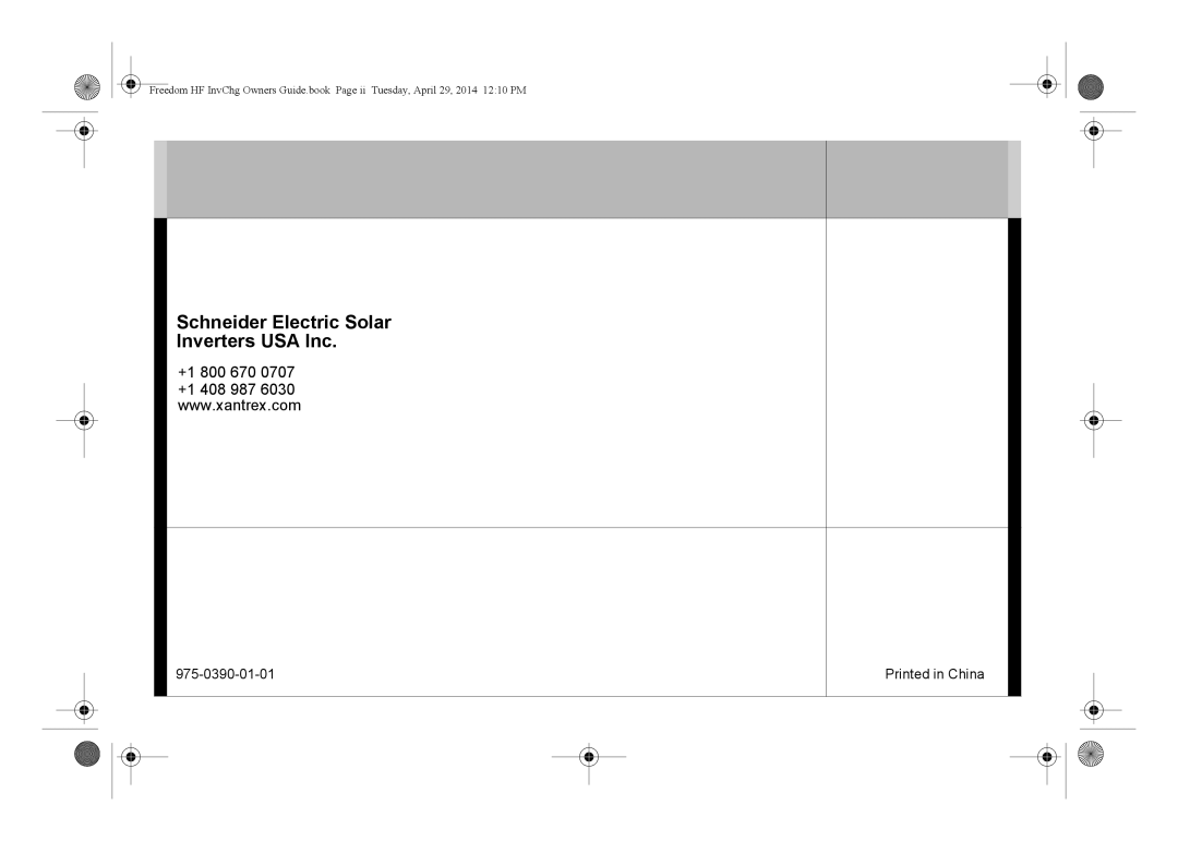 Xantrex Technology 806-1544, 806-1840, 806-1055-02, 806-1054-01 manual Schneider Electric Solar Inverters USA Inc 