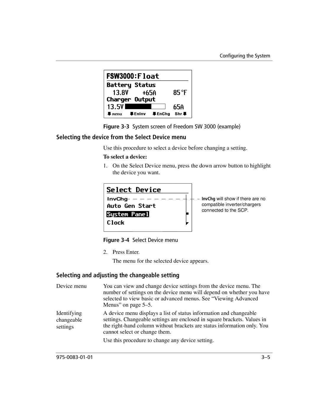 Xantrex Technology 809-0910 manual Selecting the device from the Select Device menu, To select a device 