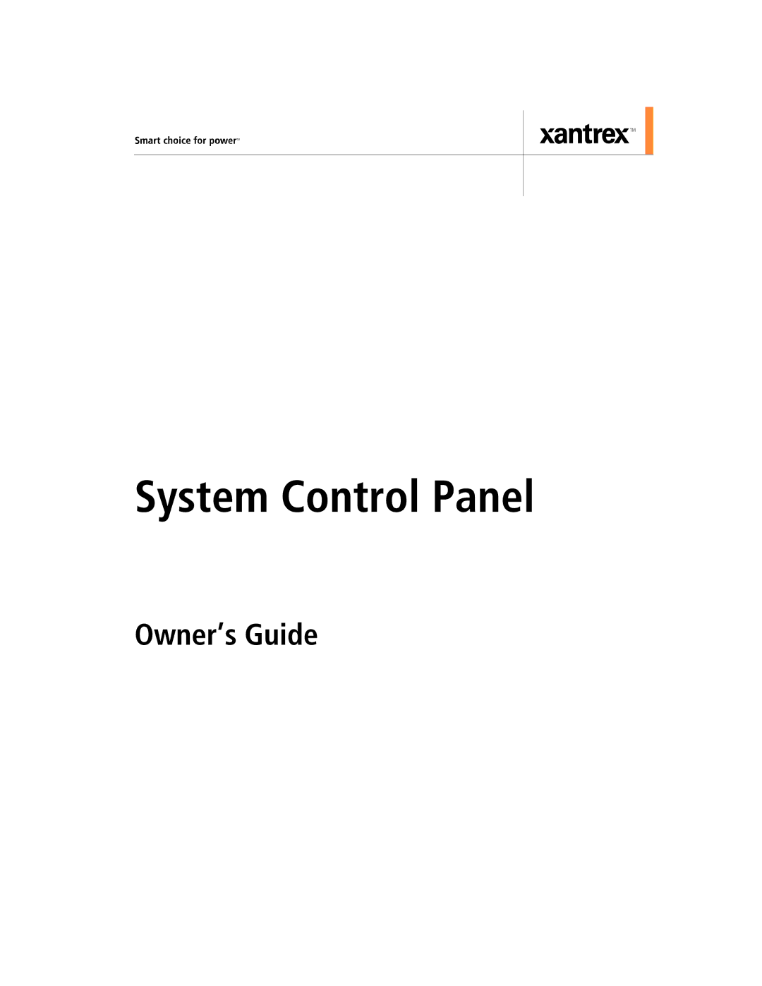 Xantrex Technology 809-0910 manual System Control Panel 