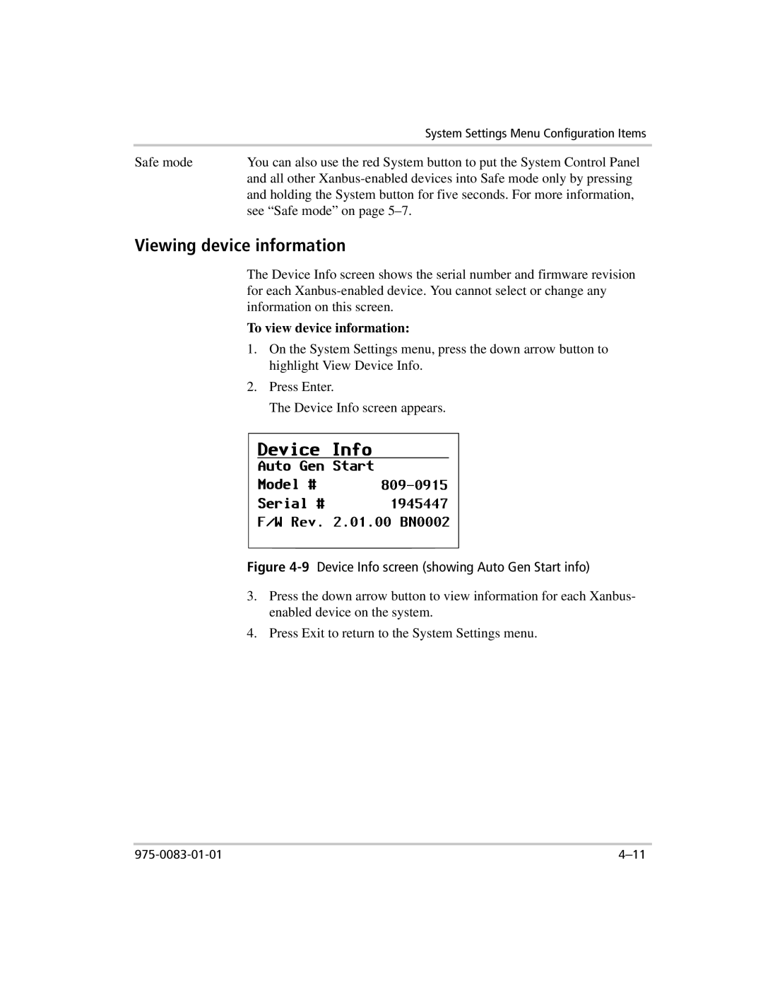 Xantrex Technology 809-0910 manual Viewing device information, To view device information 