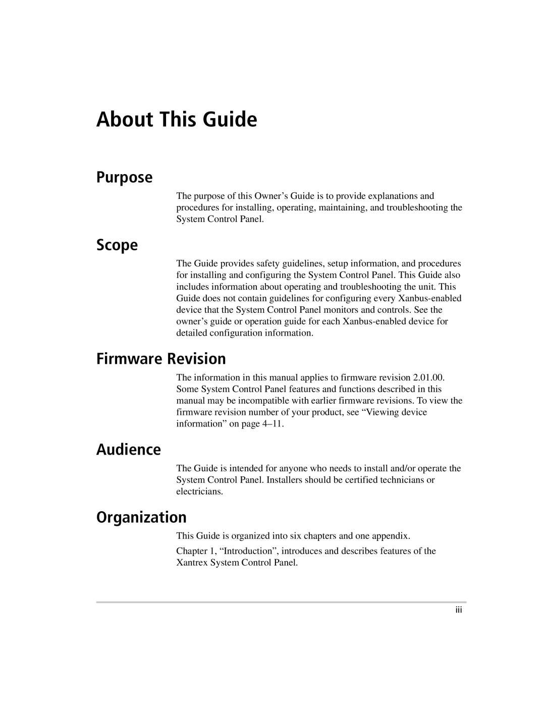 Xantrex Technology 809-0910 manual Purpose, Scope, Firmware Revision, Audience, Organization 