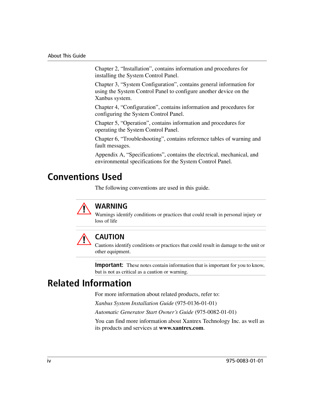 Xantrex Technology 809-0910 manual Conventions Used, Related Information 