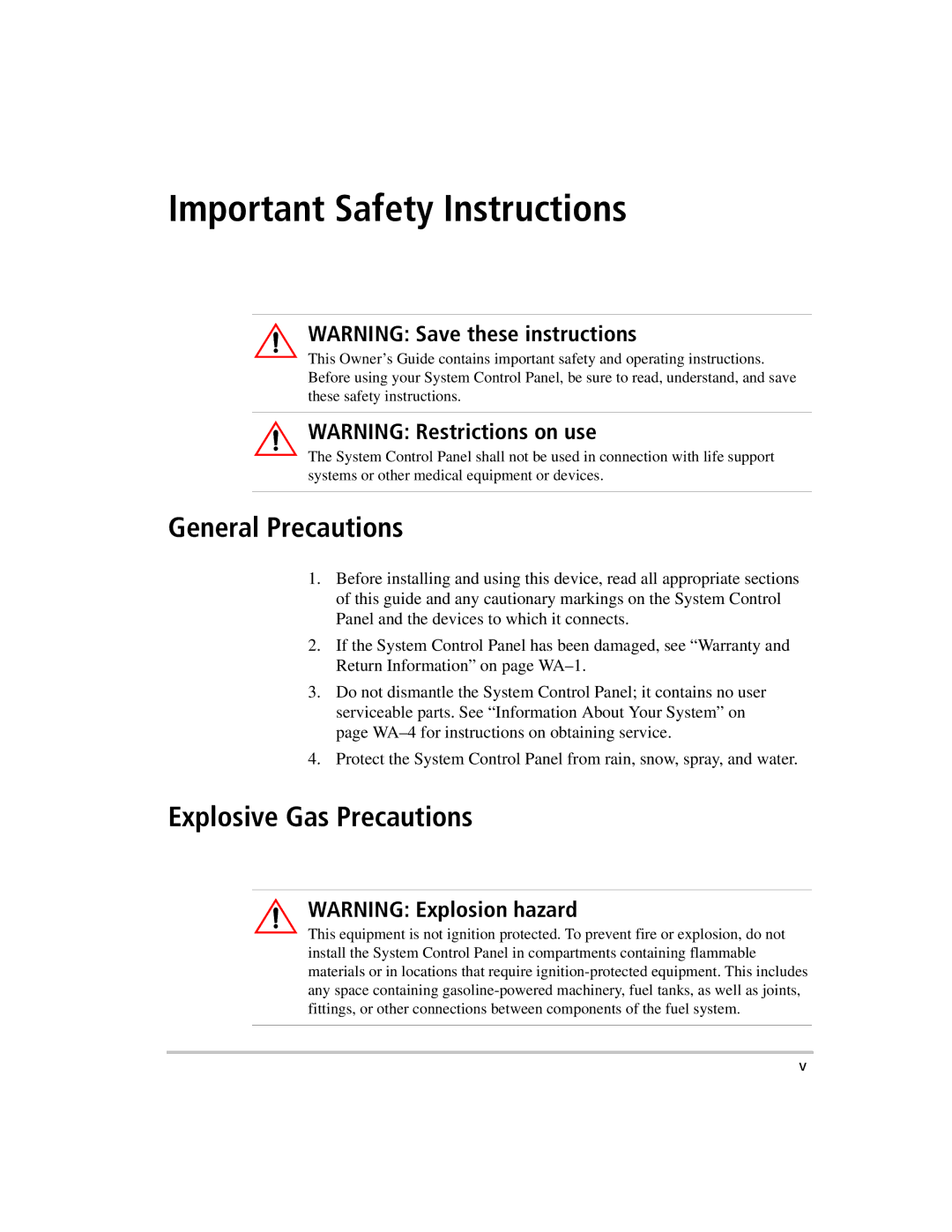 Xantrex Technology 809-0910 manual General Precautions, Explosive Gas Precautions 