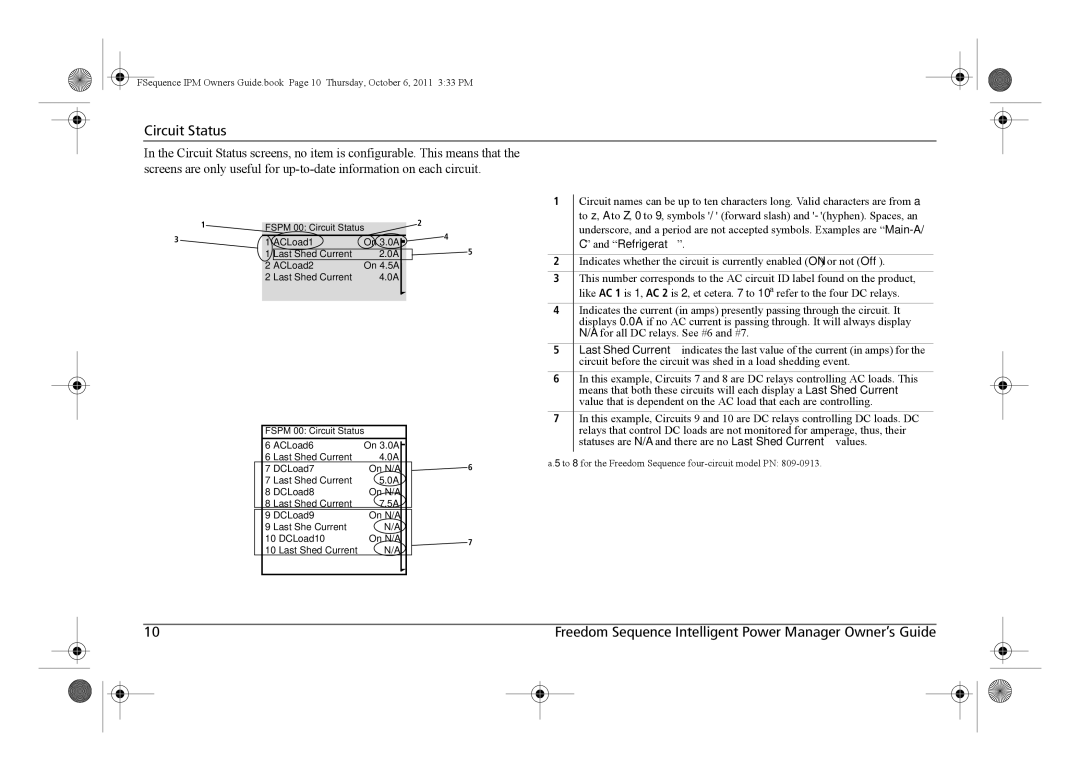 Xantrex Technology 809-0912 manual Circuit Status 