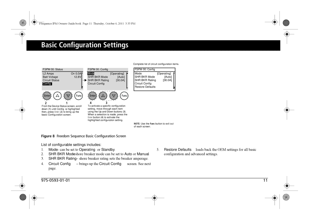 Xantrex Technology 809-0912 manual Basic Configuration Settings, List of configurable settings includes 