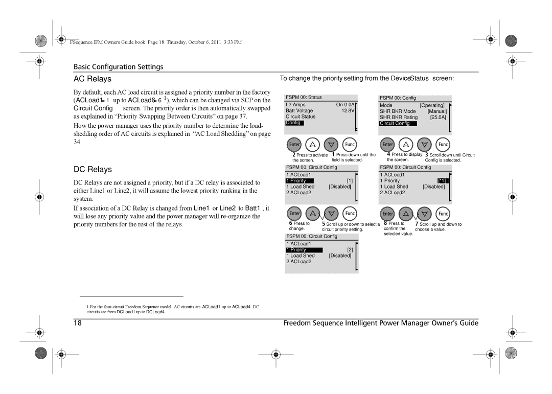 Xantrex Technology 809-0912 manual To change the priority setting from the Device Status screen, Config Circuit Config 