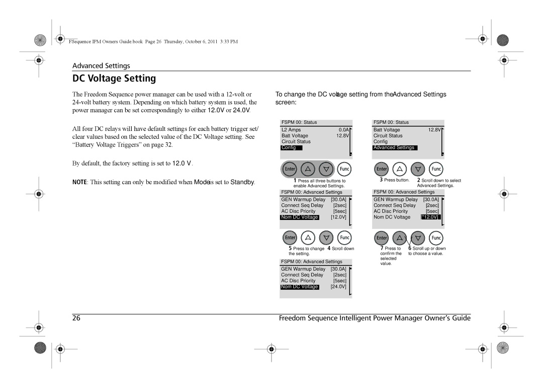 Xantrex Technology 809-0912 manual DC Voltage Setting, Nom DC Voltage, 12.0V 