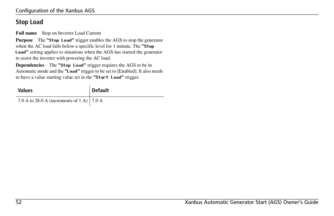 Xantrex Technology 809-0915 manual Stop Load 