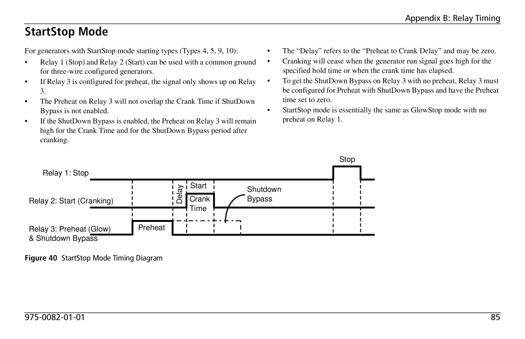 Xantrex Technology 809-0915 manual StartStop Mode Timing Diagram 