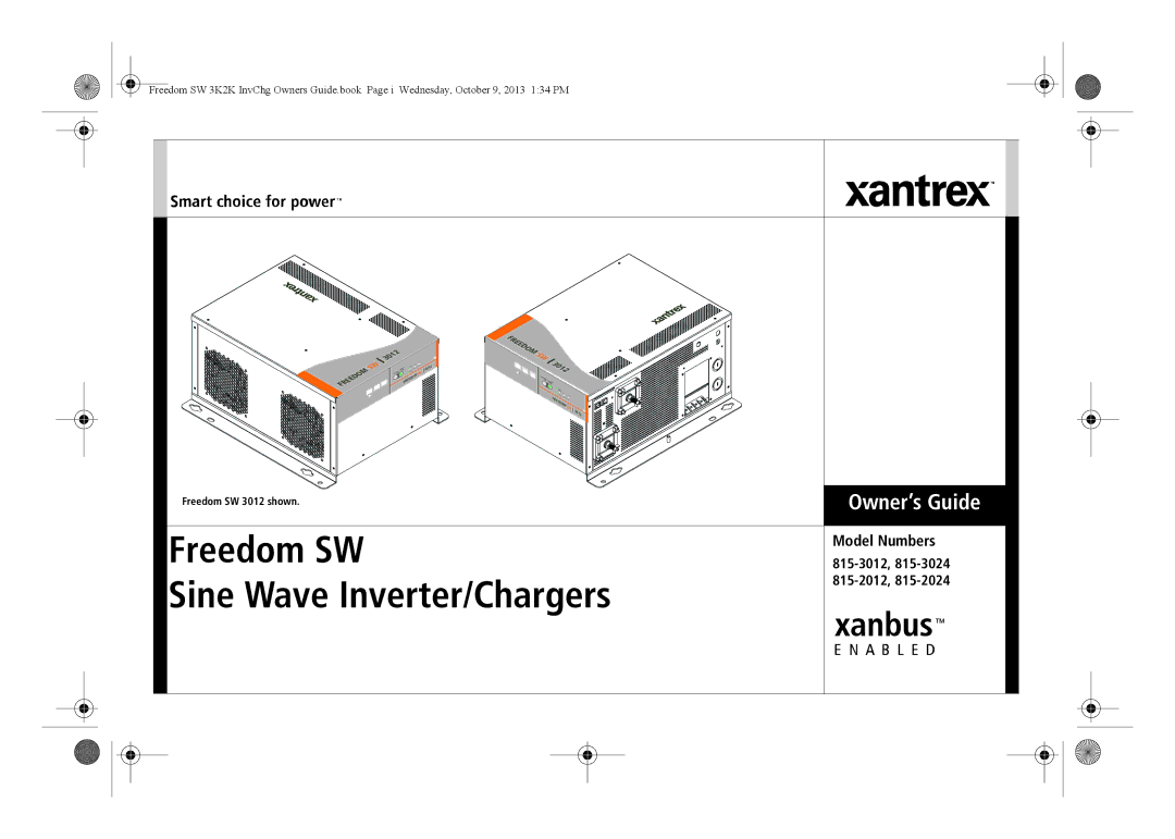 Xantrex Technology 815-3012, 815-3024, 815-2012, 815-2024 manual Sine Wave Inverter/Chargers, Model Numbers 