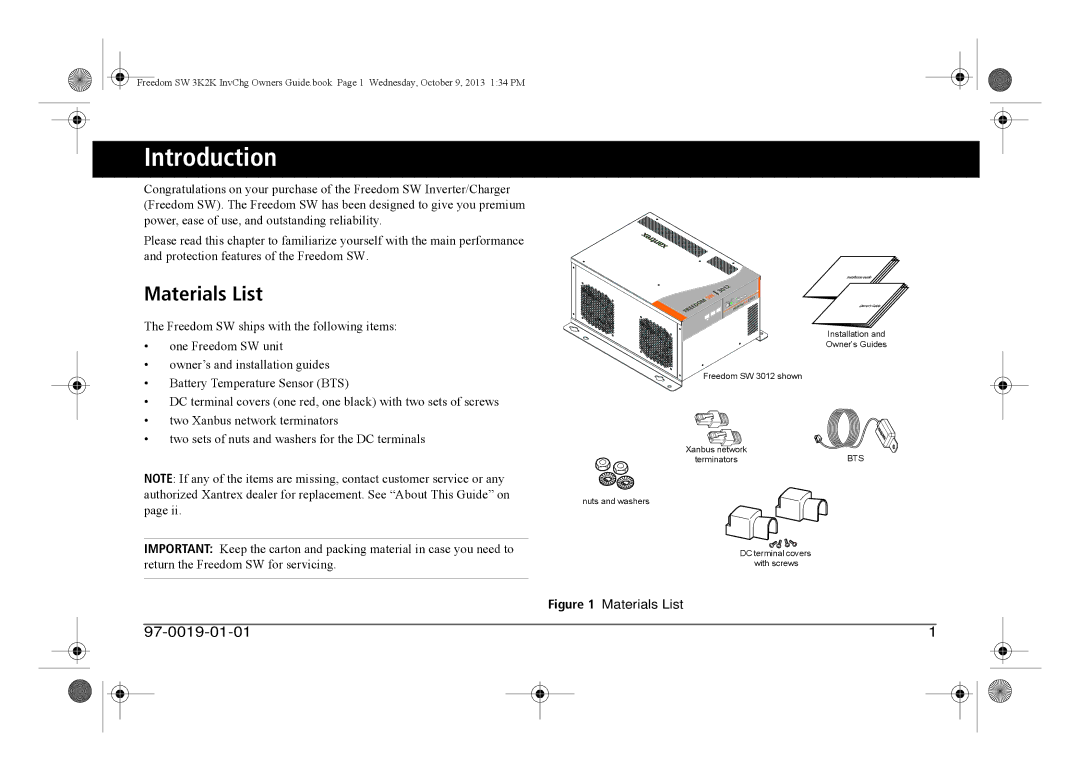 Xantrex Technology 815-2024, 815-3024, 815-3012, 815-2012 manual Introduction, Materials List 