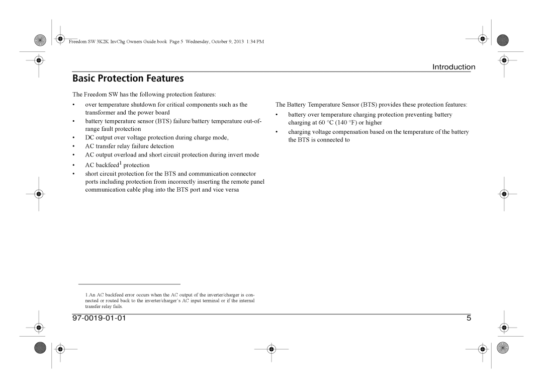 Xantrex Technology 815-2024, 815-3024, 815-3012, 815-2012 manual Basic Protection Features 