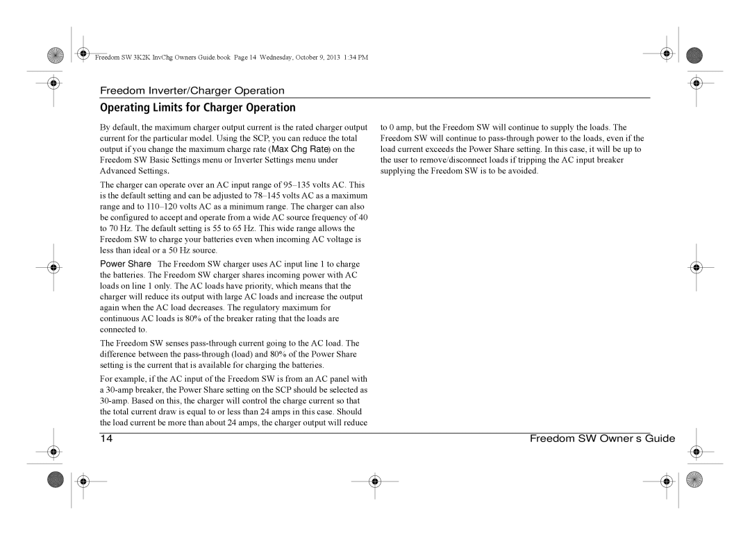 Xantrex Technology 815-3024, 815-3012, 815-2012, 815-2024 manual Operating Limits for Charger Operation 