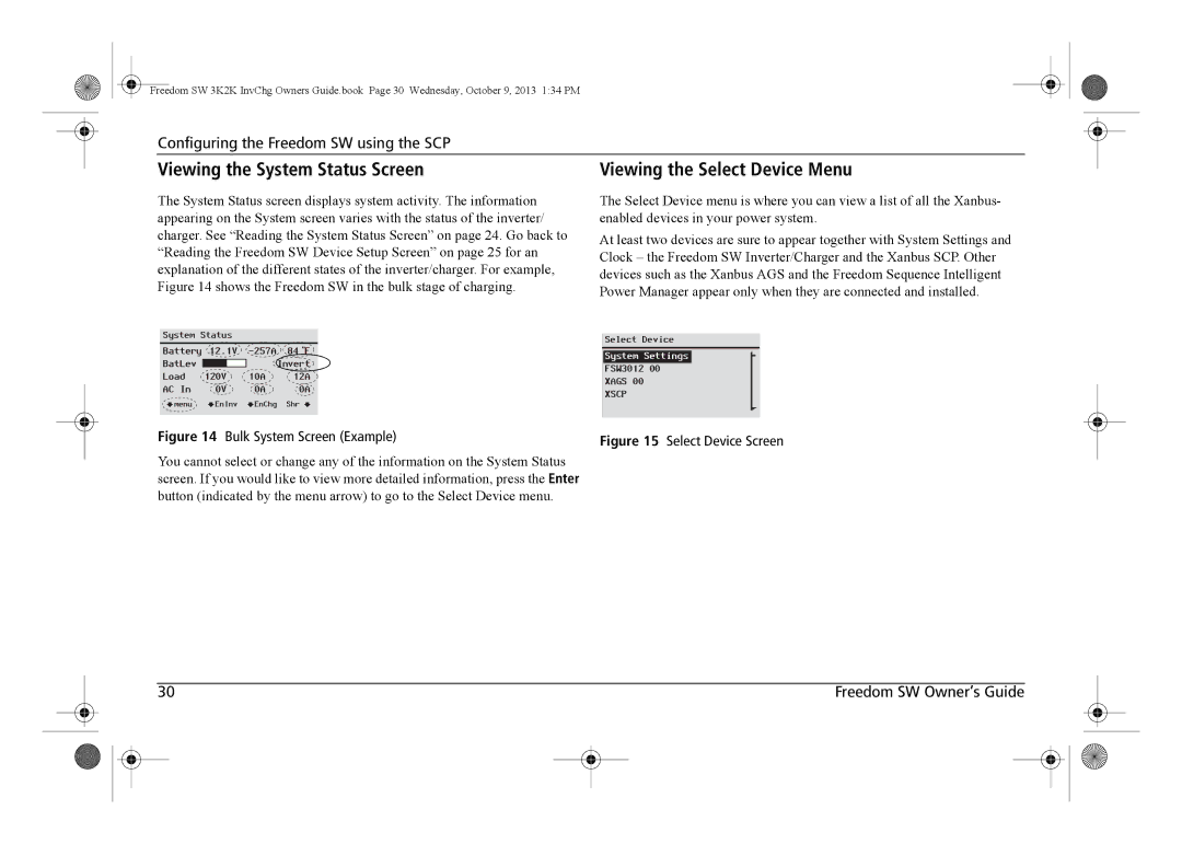 Xantrex Technology 815-3024, 815-3012, 815-2012, 815-2024 Viewing the System Status Screen, Viewing the Select Device Menu 