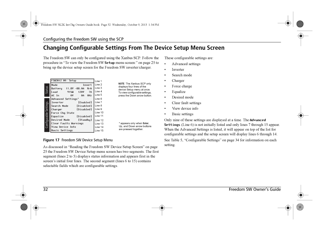 Xantrex Technology 815-2012, 815-3024, 815-3012, 815-2024 manual Freedom SW Device Setup Menu 