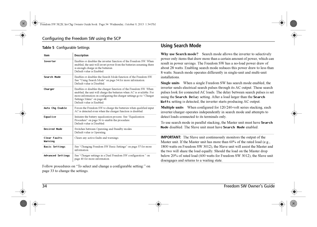 Xantrex Technology 815-3024, 815-3012, 815-2012, 815-2024 manual Using Search Mode, Configurable Settings 