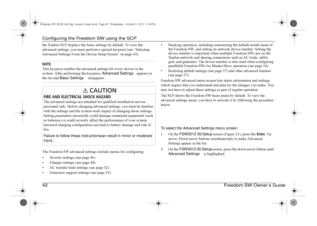 Xantrex Technology 815-3024, 815-3012, 815-2012, 815-2024 manual To select the Advanced Settings menu screen 