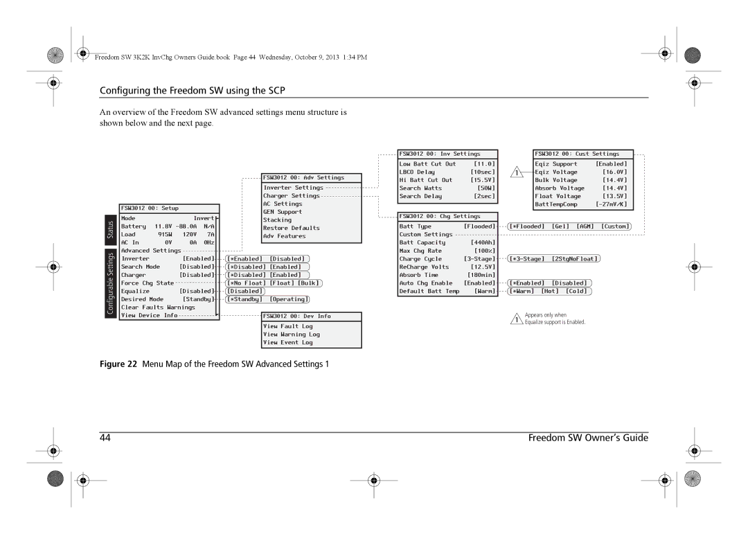 Xantrex Technology 815-2012, 815-3024, 815-3012, 815-2024 manual Appears only when Equalize support is Enabled 