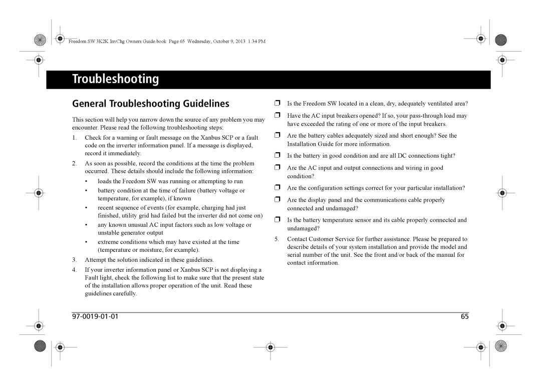 Xantrex Technology 815-2024, 815-3024, 815-3012, 815-2012 manual General Troubleshooting Guidelines 