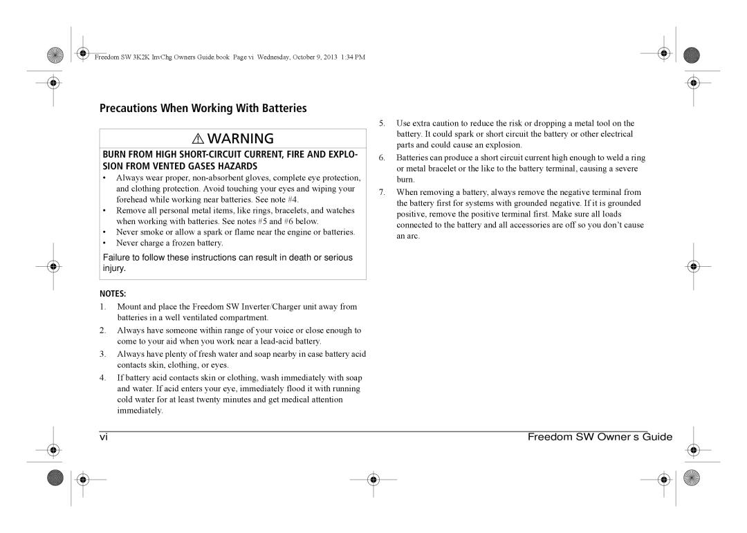 Xantrex Technology 815-3024, 815-3012, 815-2012, 815-2024 manual Precautions When Working With Batteries 