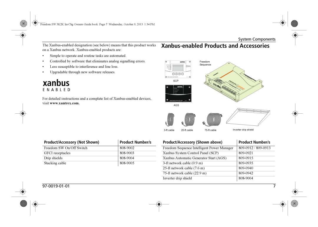 Xantrex Technology 815-3012 manual Xanbus-enabledProducts and Accessories, Product/Accessory Not Shown, Product Number/s 